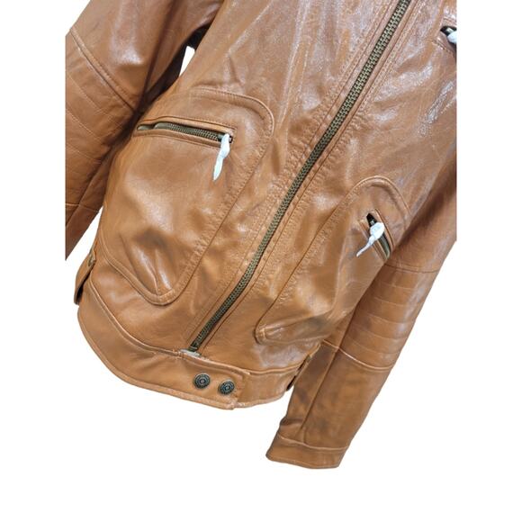 Free People Josie Jacket Large Women's Brown Vegan Leather Moto NEW - Picture 7 of 13